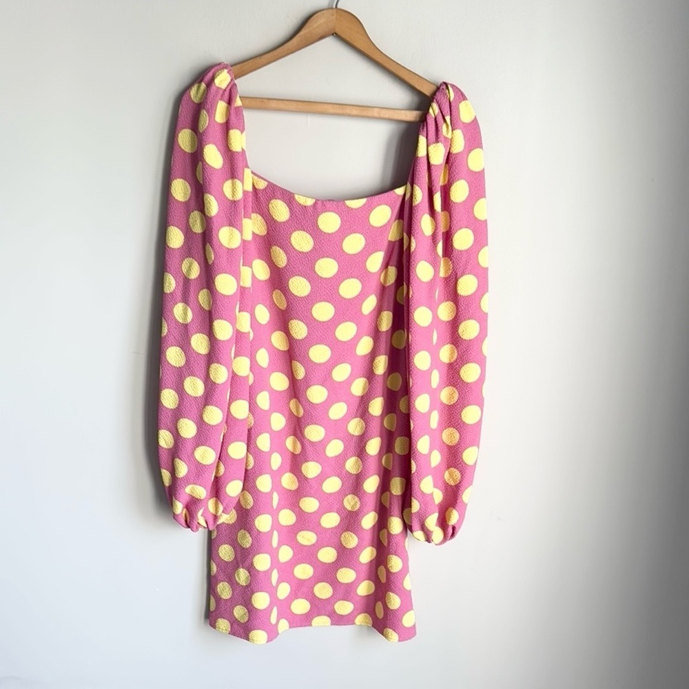 Stine Goya Will Polka Dot Mini Dress pink yellow Medium - Picture 2 of 13